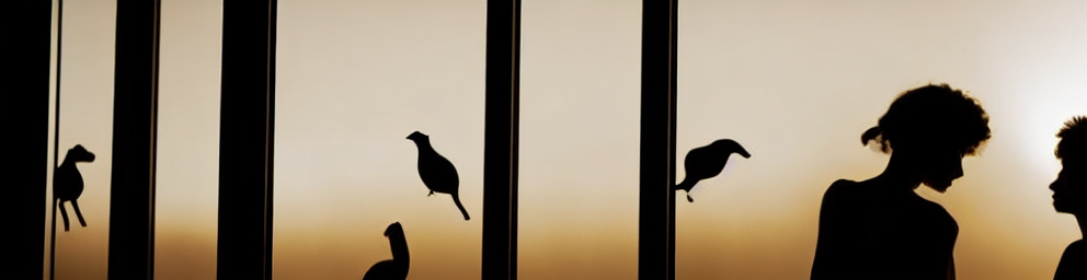 Two silhouettes at zoo