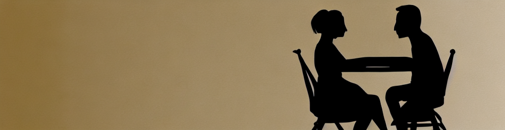 Two silhouettes at dinner