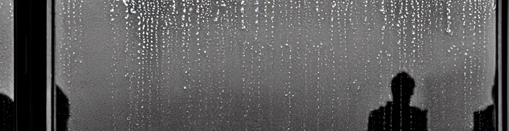 Single silhouette in rainy window